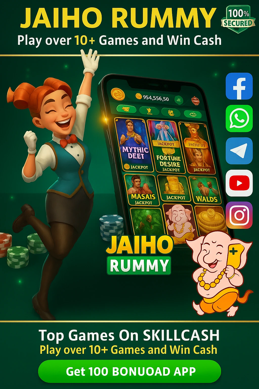 Jaiho Rummy Poster – Play Classic, Points & Deals Rummy with Bonus ₹150–₹650