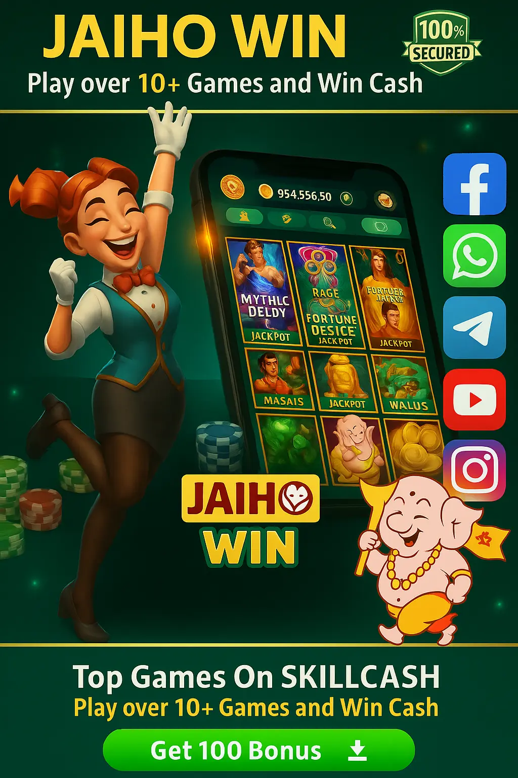 Jaiho Win Poster – Tournaments, streak rewards & bonus ₹120–₹550