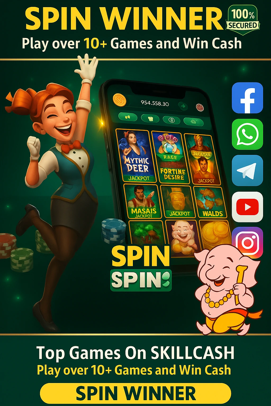 Spin Winner Poster – Spin & Slots with ₹150–₹600 Bonus